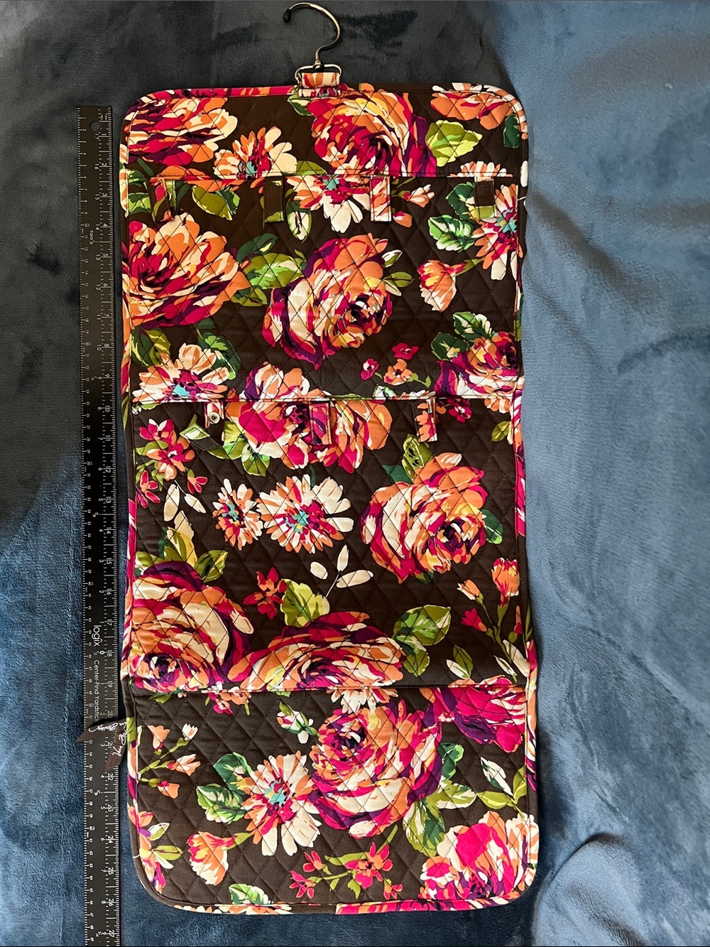 Vera Bradley Black Multi Floral Quilted Hanging Jewelry Organizer